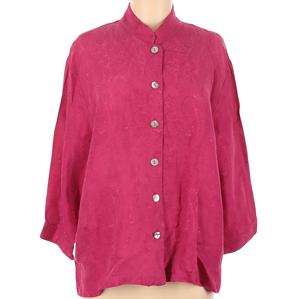 Chico's Silk Top/Jacket Hot Pink - Size 2 PRETTY